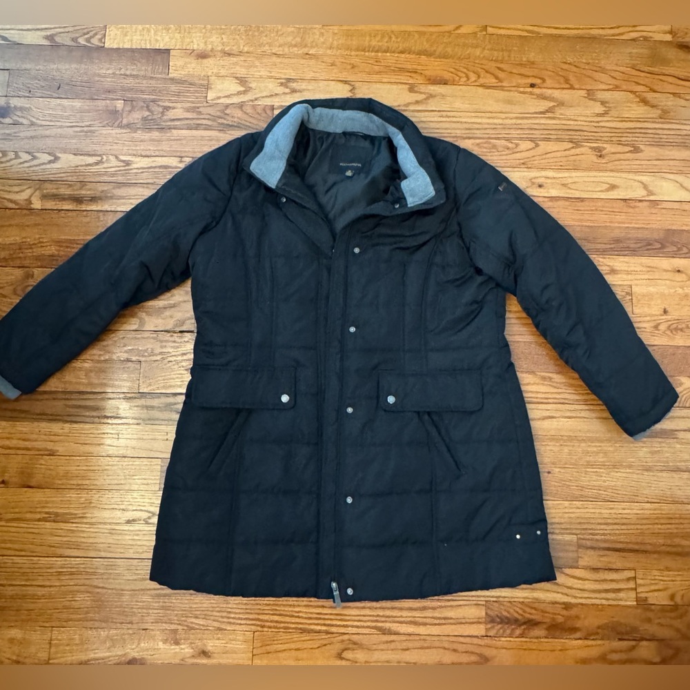 Women’s Black Weatherproof Winter Coat Parka Without Hood, Full Zip & Snaps - 1X